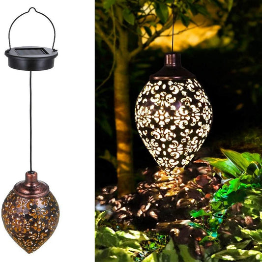Hanging Solar Lights Wrought Iron Hollow Outdoor LED Light SP