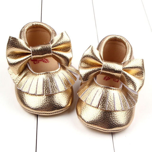 Baby Shoes - Metal Color w/ Bowknot