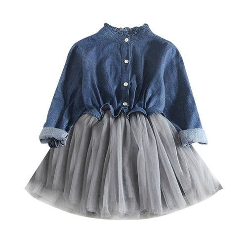 Denim & Lace Mini-Dress (Toddlers Kids Girls)