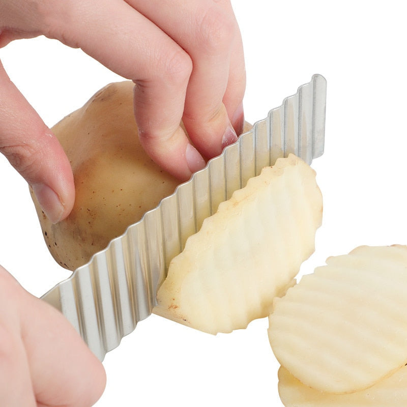 Stainless-Steel Slicer (Potato Chip Dough Vegetable Fruit Crinkle Wavy)